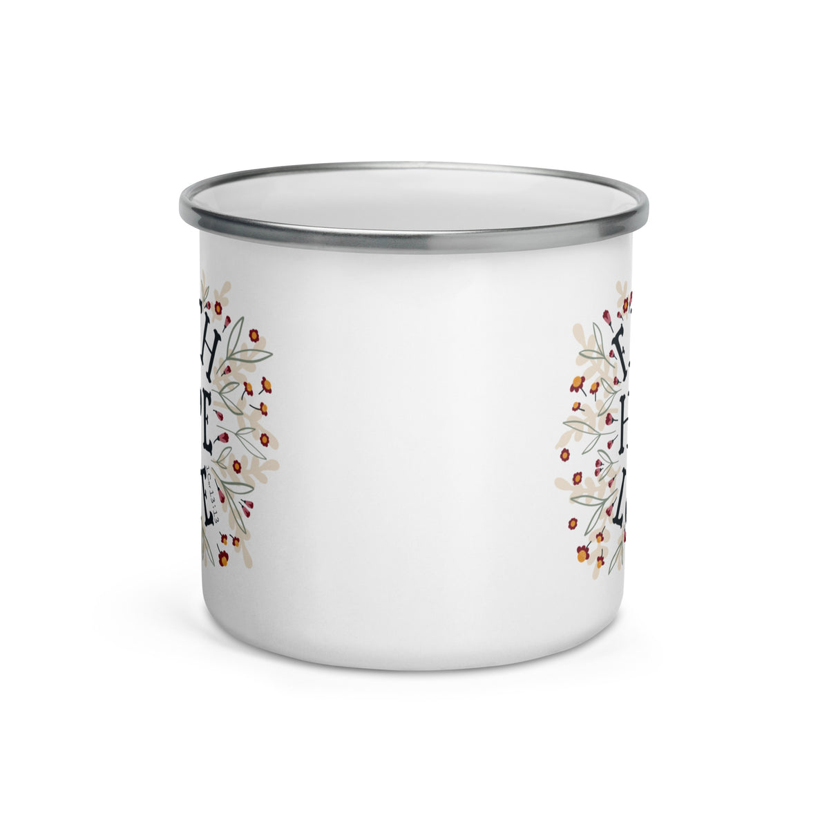 Faith Hope Love 12 oz Camping Mug Front View