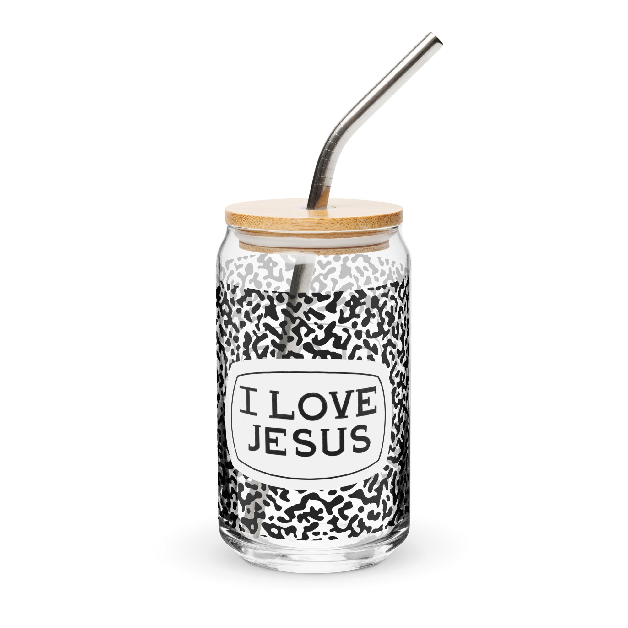 "I Love Jesus" Black Iced Coffee Cup front view