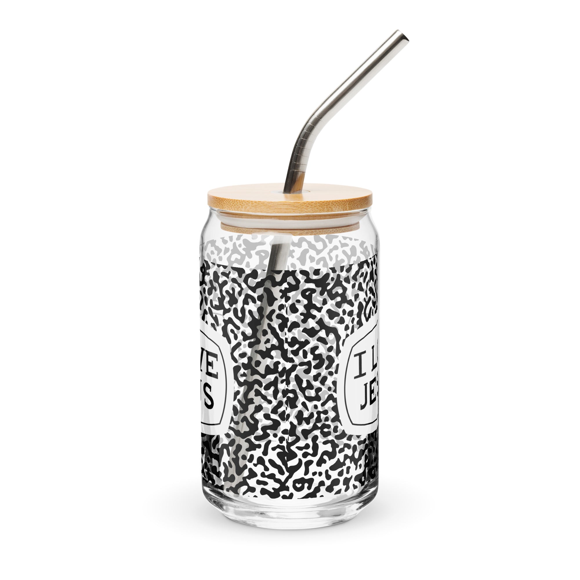 "I Love Jesus" Black Iced Coffee Cup side view